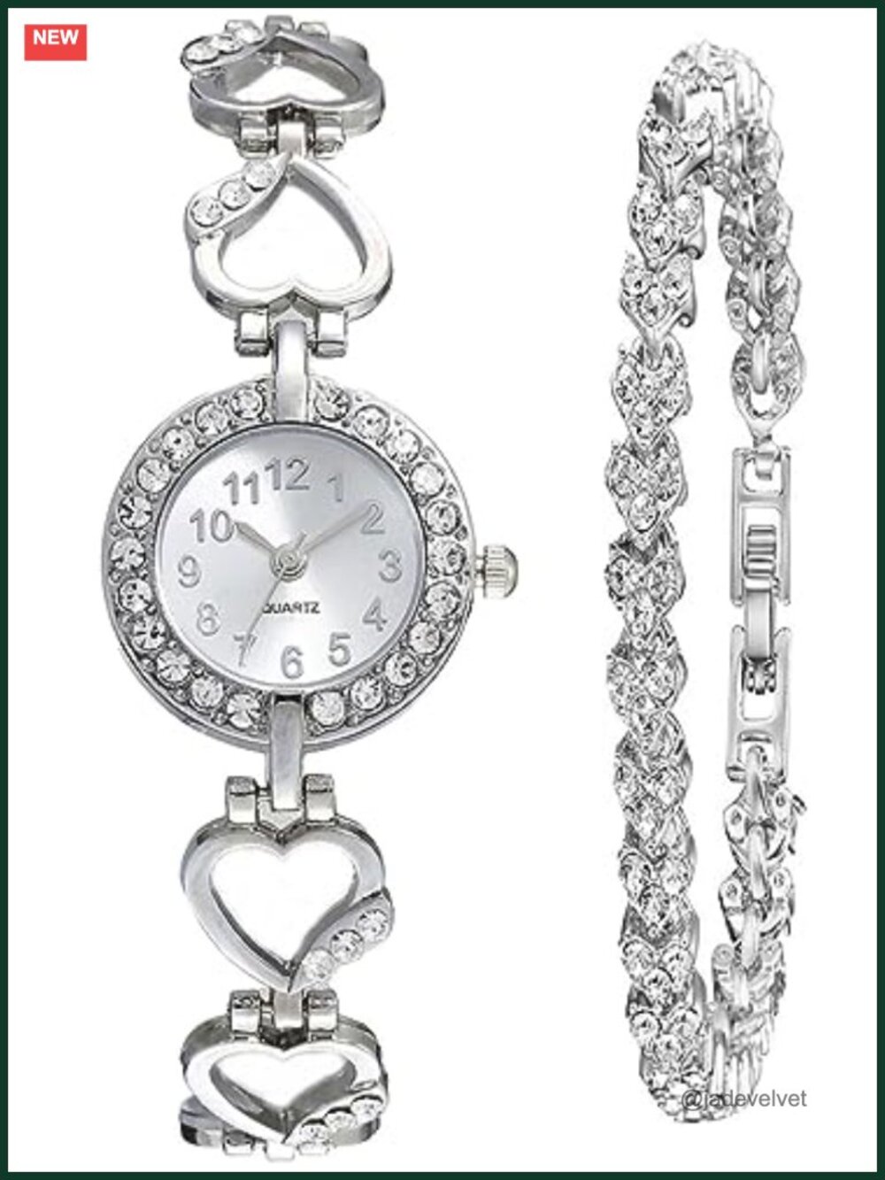 Women Diamond Bracelet Watch Hollow Stainless Steel Strap Formal Quartz